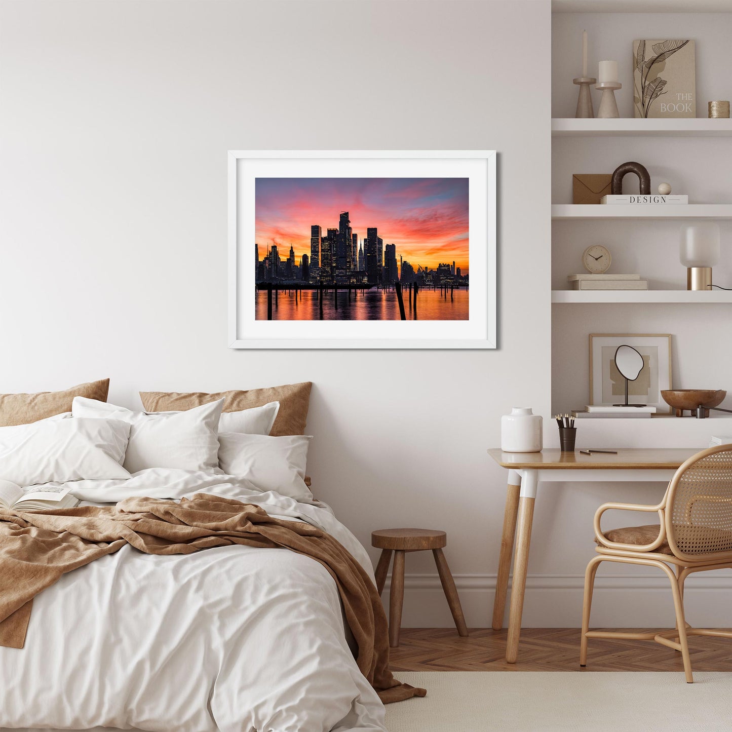 Fine art print of Stunning Sunrise Color Reflecting on Hudson River