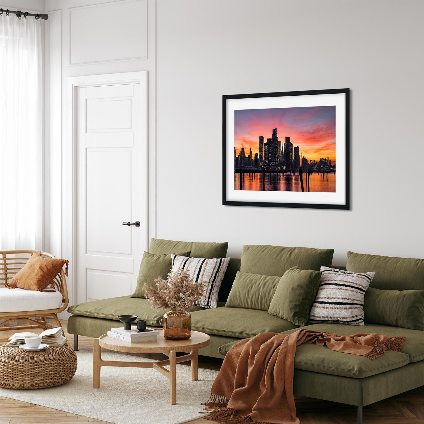 Fine art print of Stunning Sunrise Color Reflecting on Hudson River
