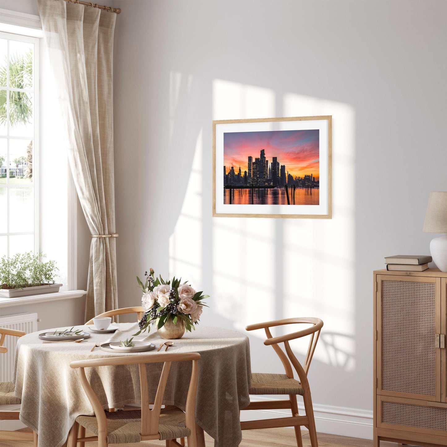 Fine art print of Stunning Sunrise Color Reflecting on Hudson River