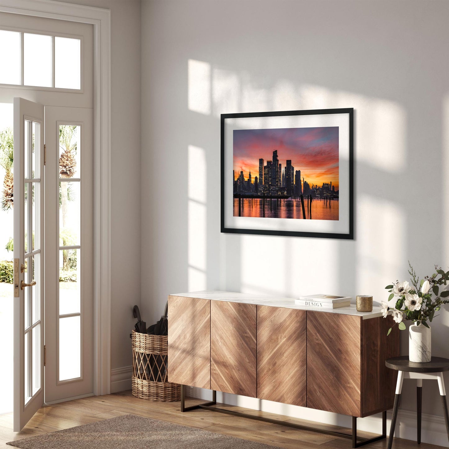 Fine art print of Stunning Sunrise Color Reflecting on Hudson River