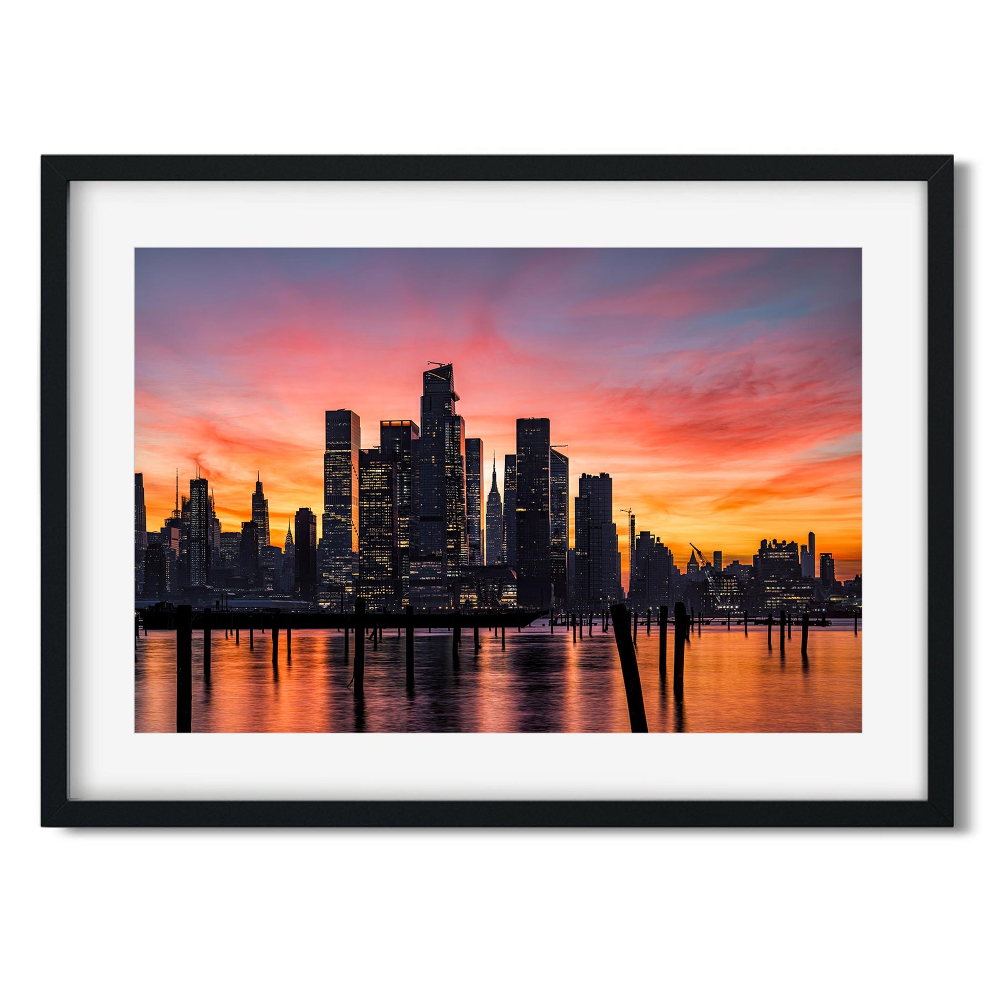 Fine art print of Stunning Sunrise Color Reflecting on Hudson River