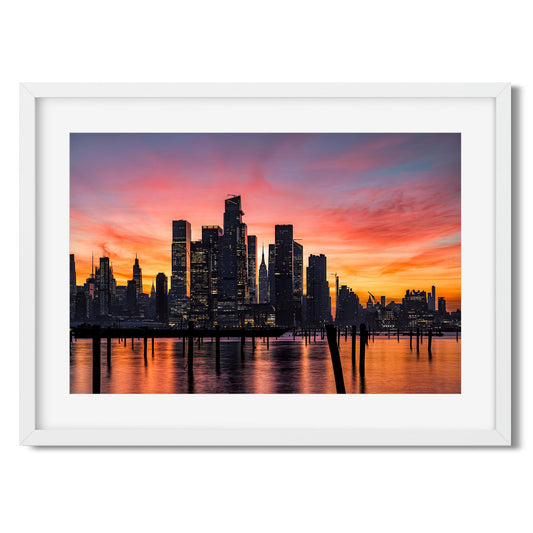 Fine art print of Stunning Sunrise Color Reflecting on Hudson River