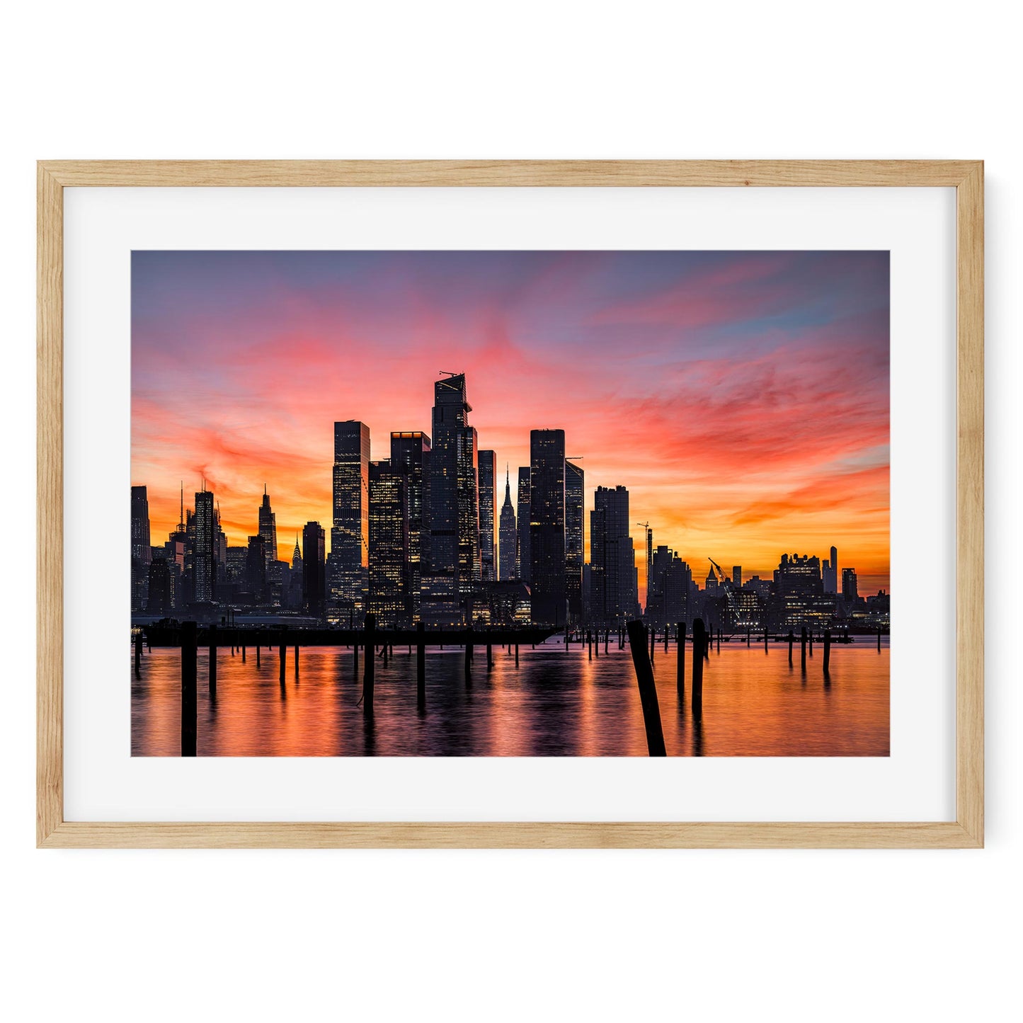 Fine art print of Stunning Sunrise Color Reflecting on Hudson River