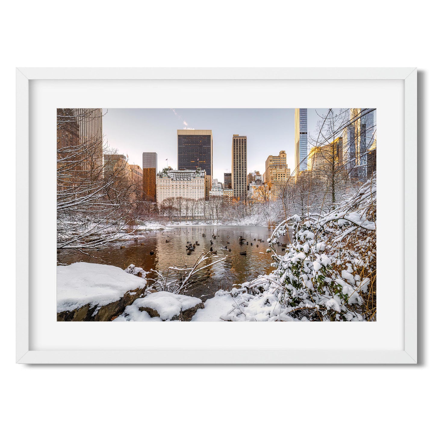 Fine art print of The Pond at Central Park in Winter New York City