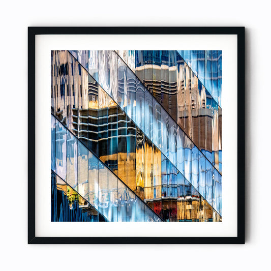Fine art print of abstract building reflections in Midtown East New York City