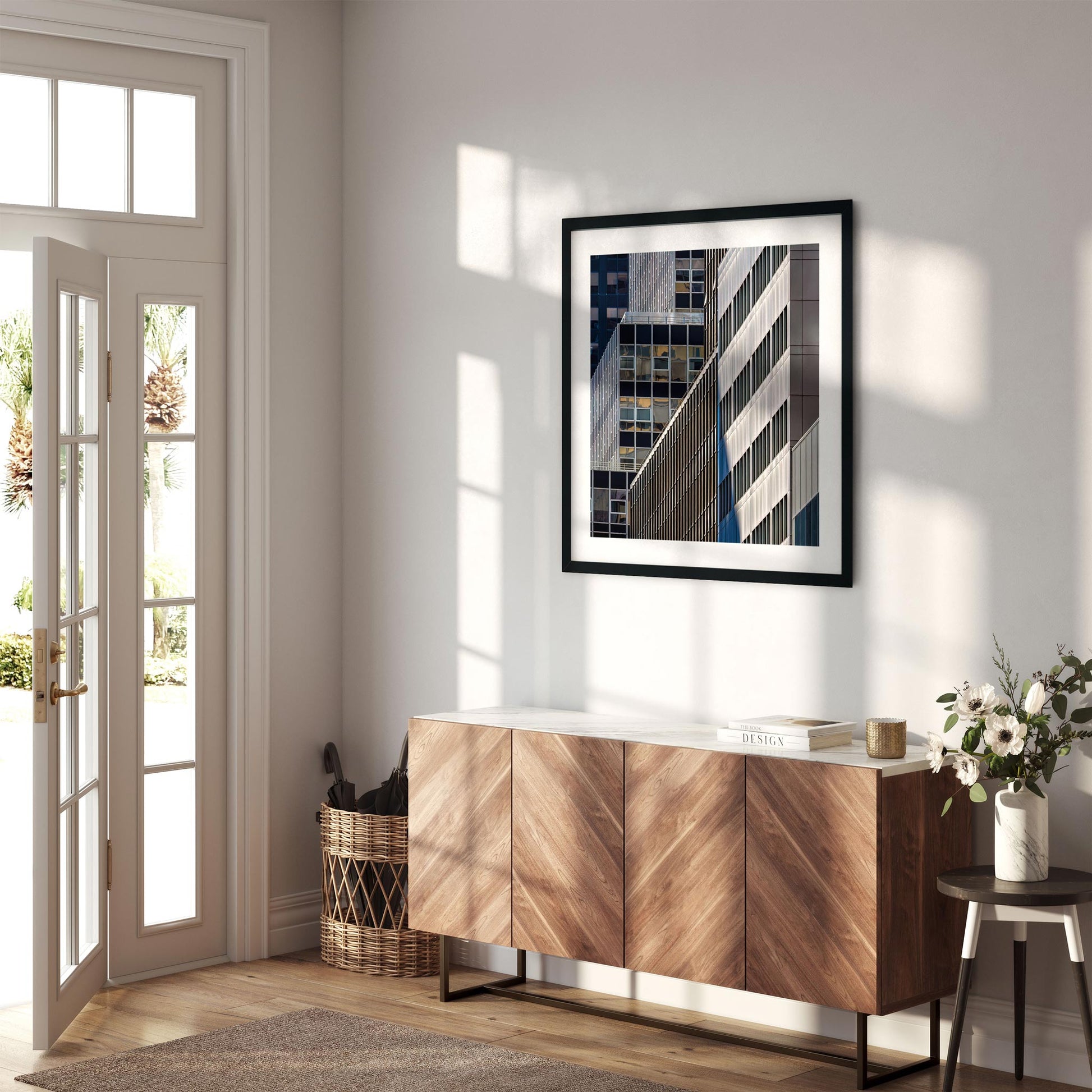 Fine art print of abstract modern building reflection in Midtown East New York City