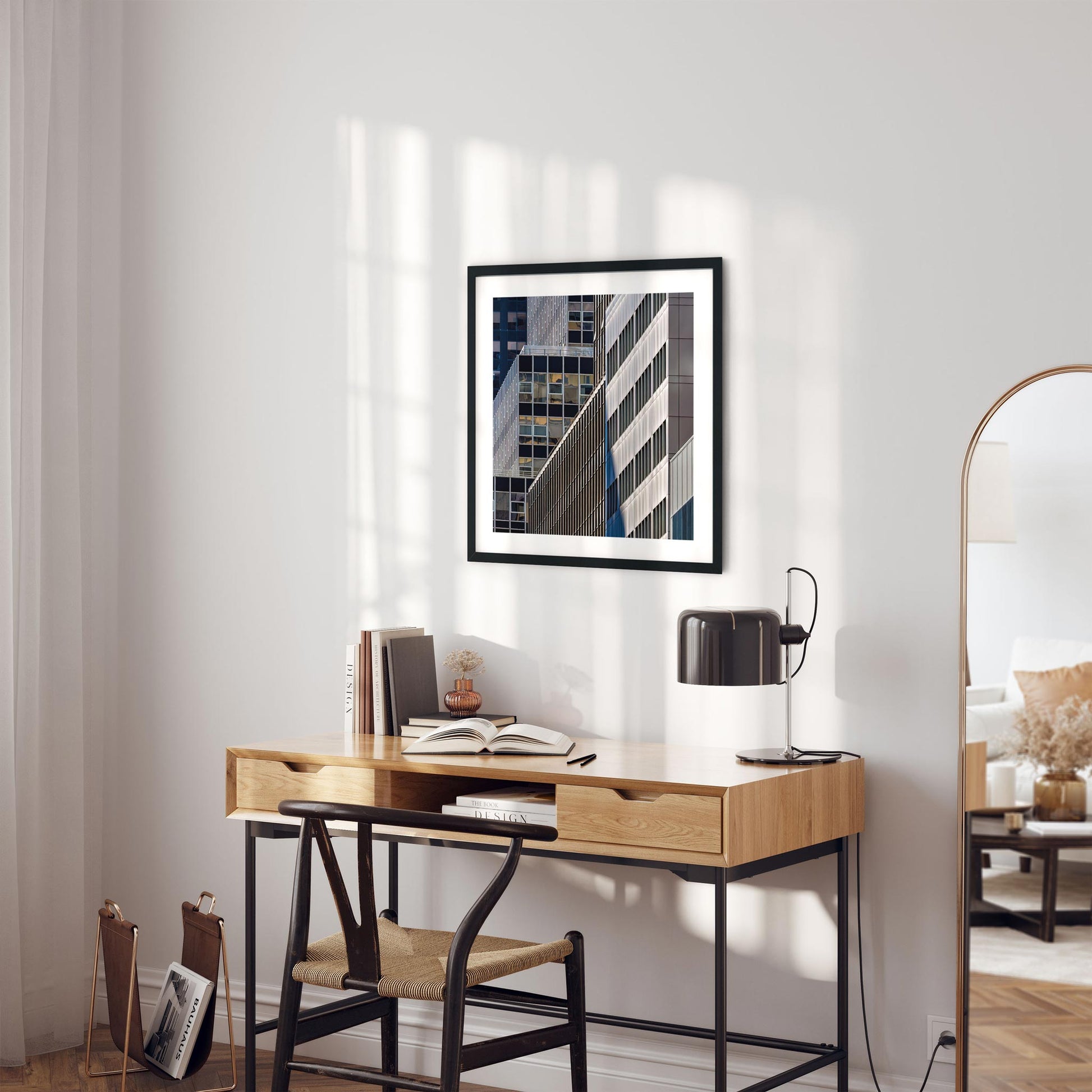 Fine art print of abstract modern building reflection in Midtown East New York City