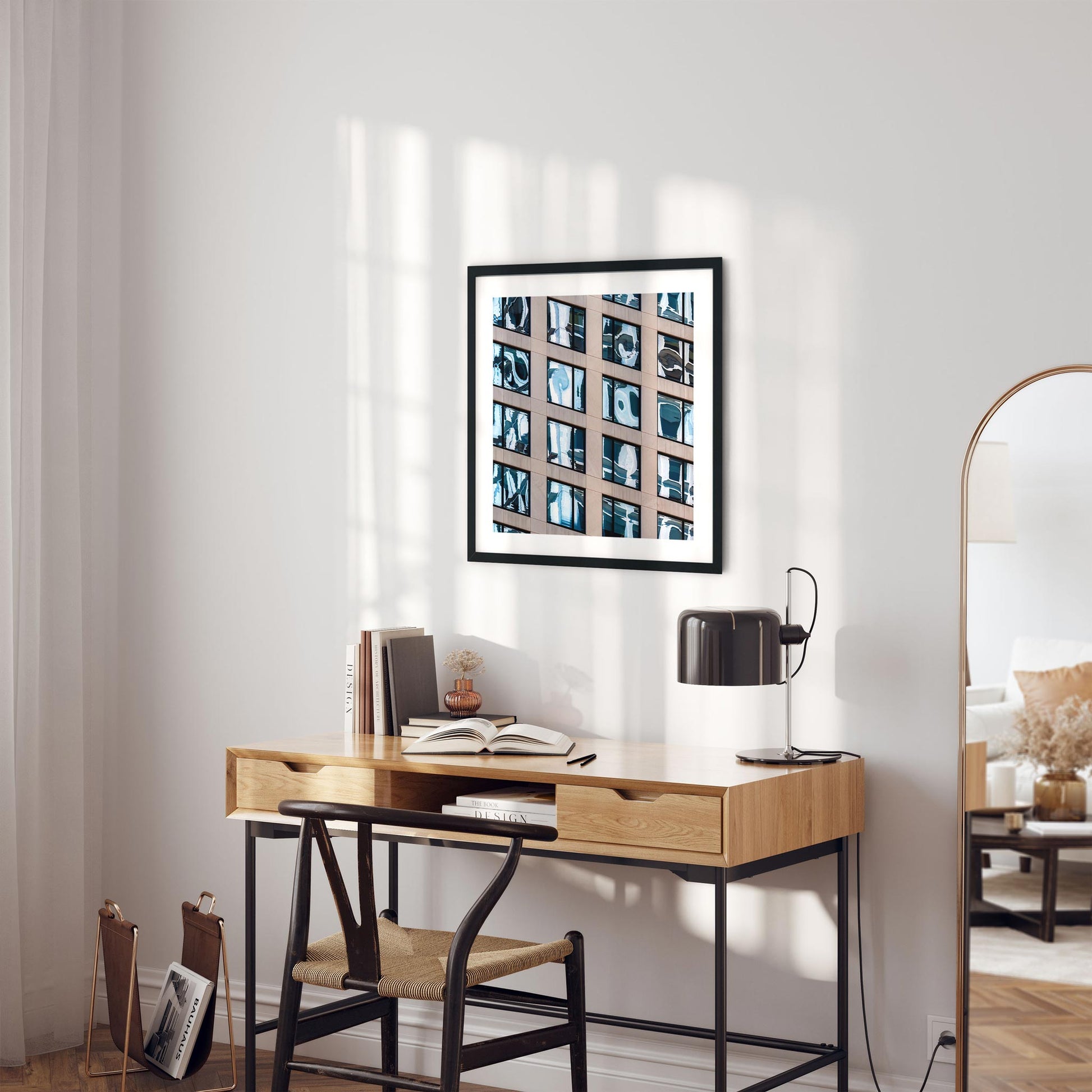 Fine art print of abstract building reflection in Midtown East New York City