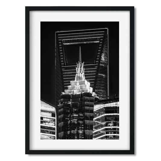 Jin Mao Tower and Shanghai World Financial Center at night 2025