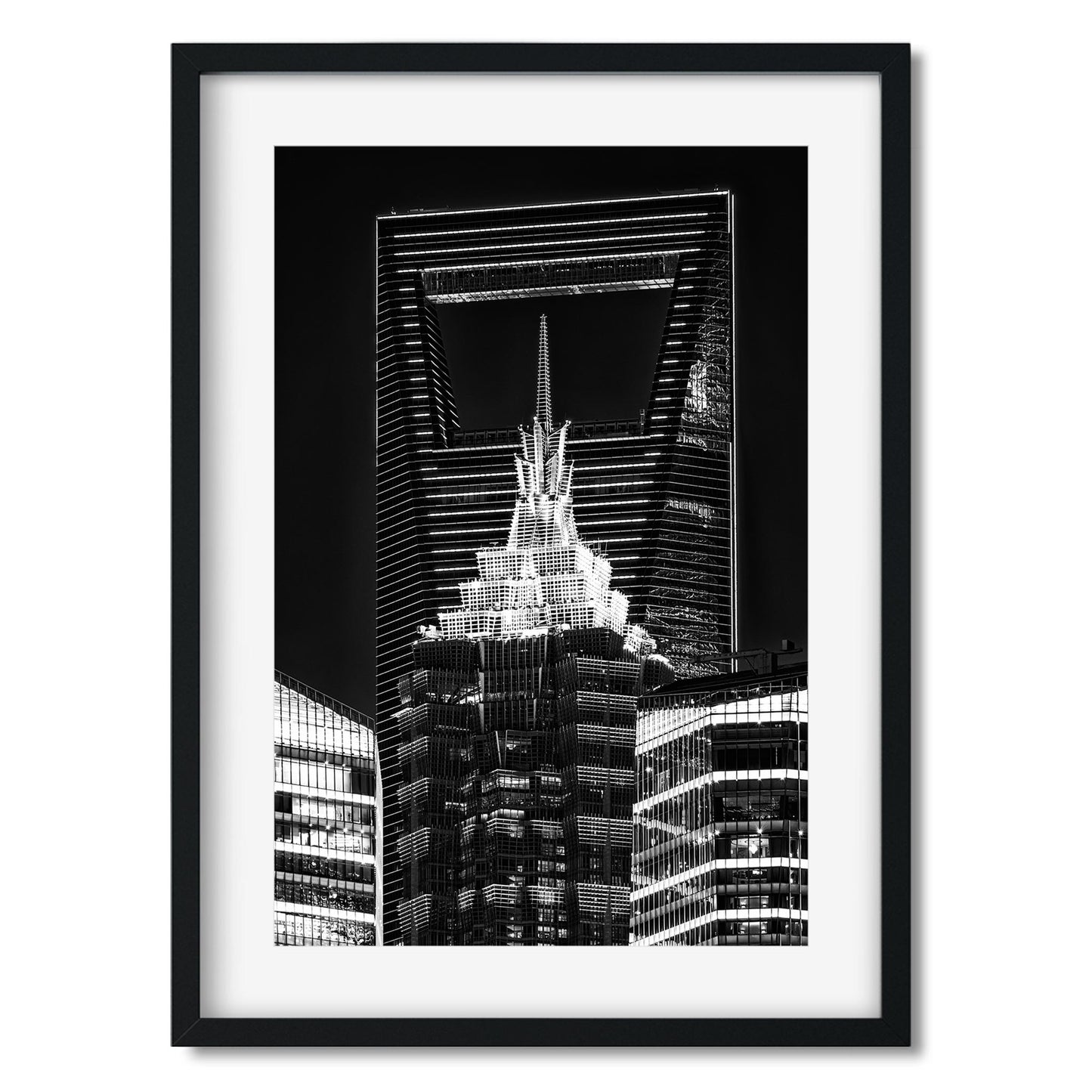 Fine art print of China Jin Mao Tower and Shanghai World Financial Center at Night
