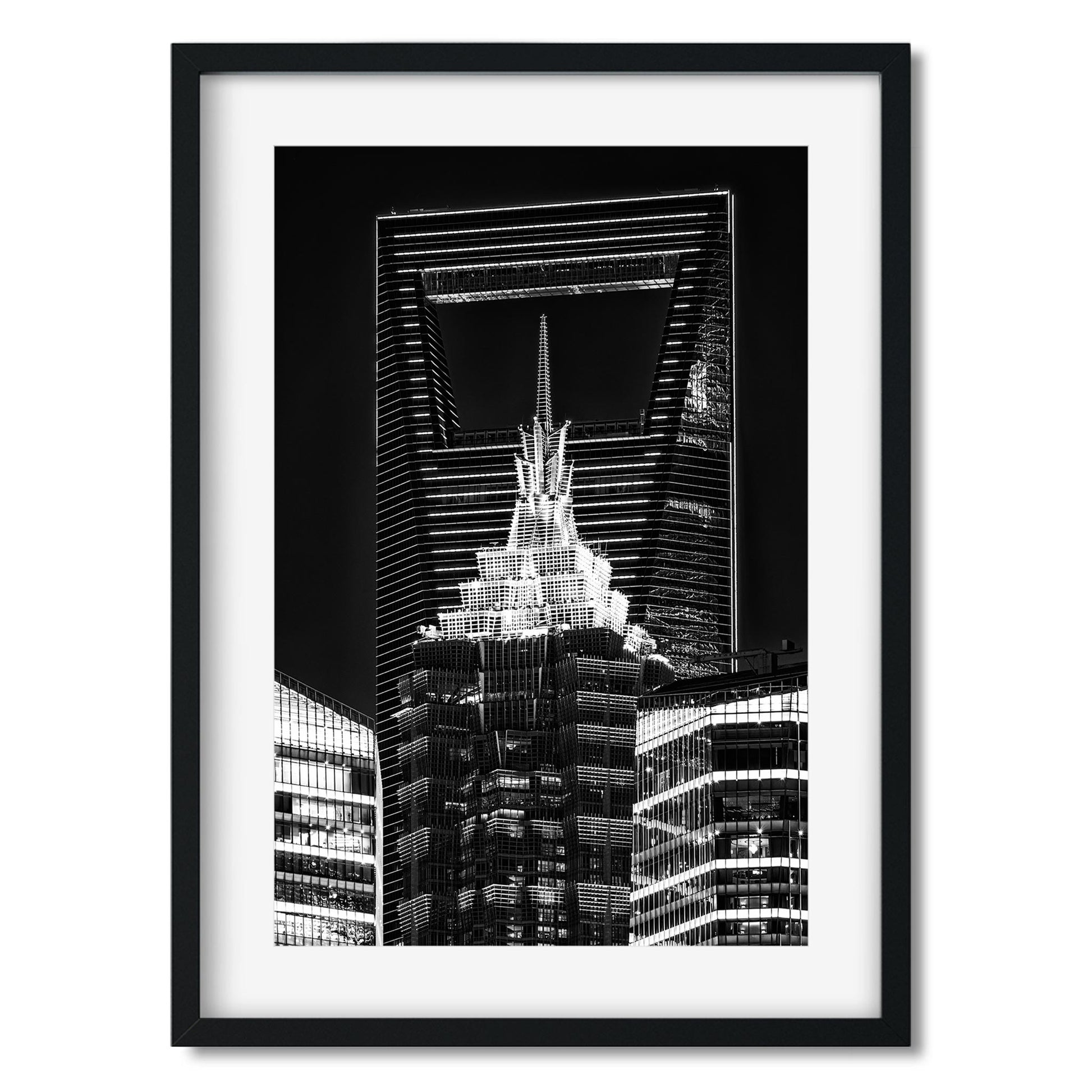 Fine art print of China Jin Mao Tower and Shanghai World Financial Center at Night