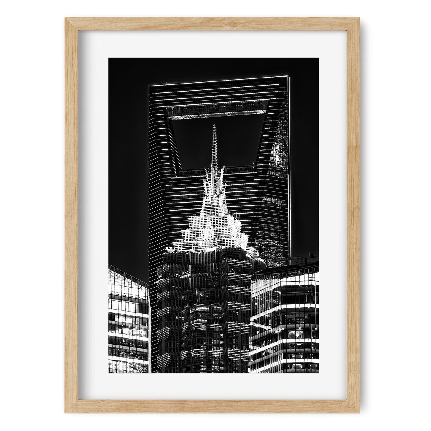 Fine art print of China Jin Mao Tower and Shanghai World Financial Center at Night