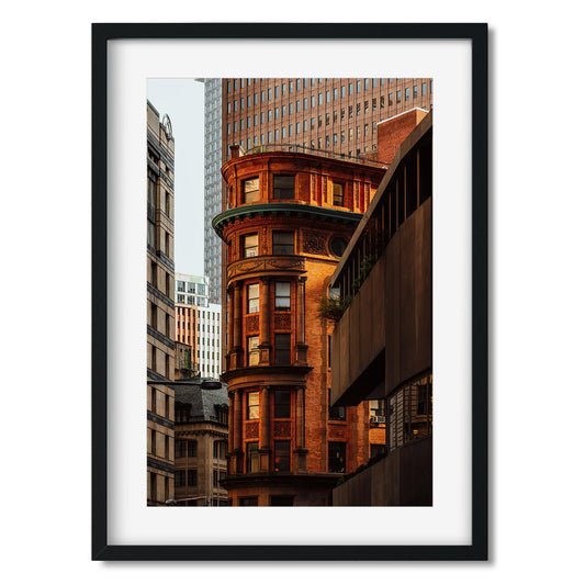 New York Cityscape Photography Color Fine Art Print of Delmonico's Lower Manhattan at sunset