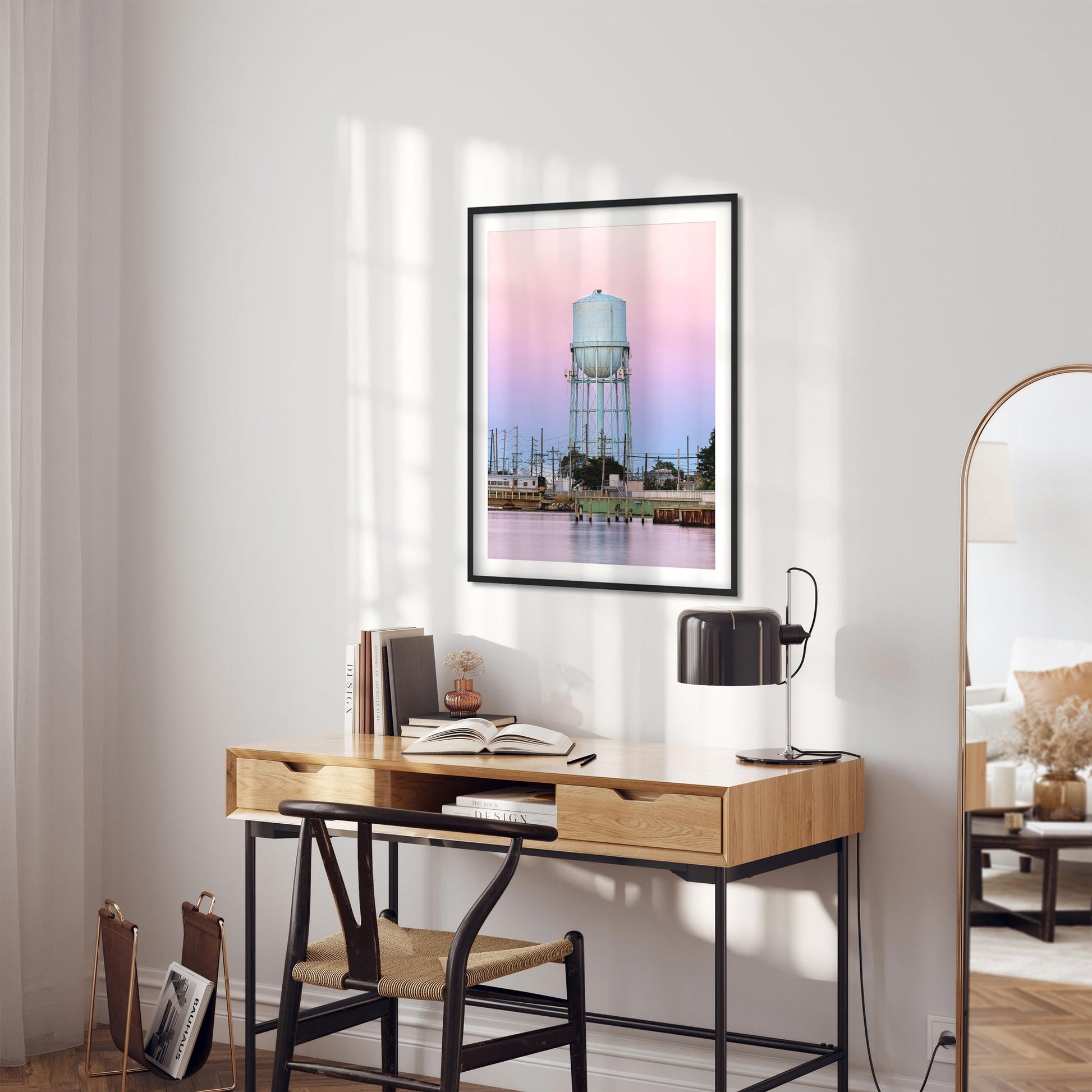 Fine art print of Water Tower on Long Beach NY at Sunset