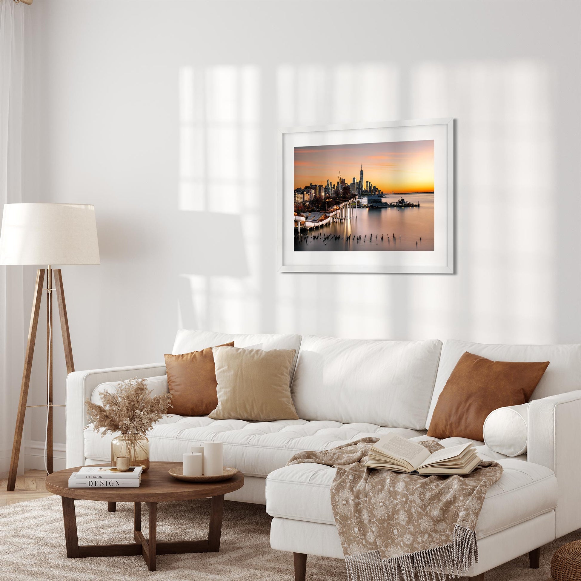 New York Cityscape Photography Color Fine Art Print Wall Art of Little Island and Lower Manhattan Skyline at sunset