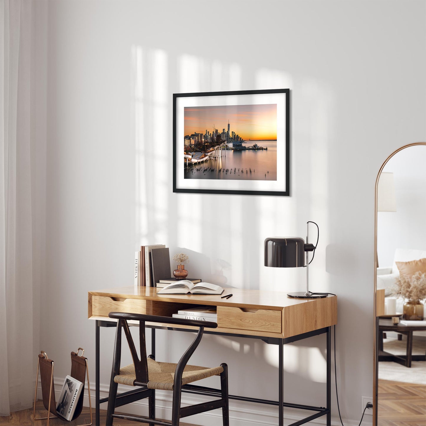 New York Cityscape Photography Color Fine Art Print Wall Art of Little Island and Lower Manhattan Skyline at sunset