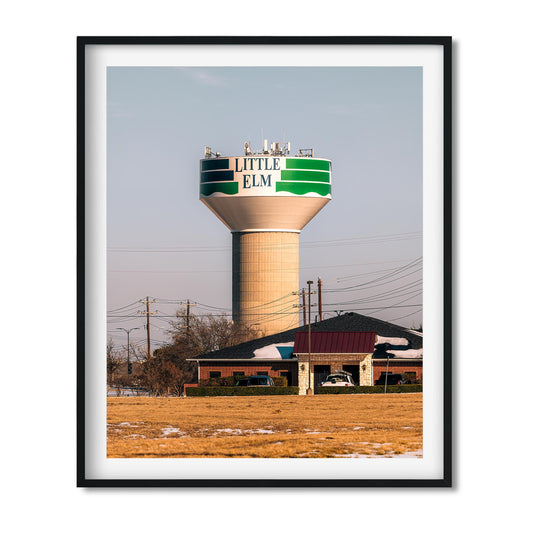 Color Architecture Photography Fine Art Print of Little Elm Water Tower in Texas