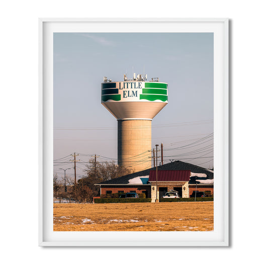 Color Architecture Photography Fine Art Print of Little Elm Water Tower in Texas