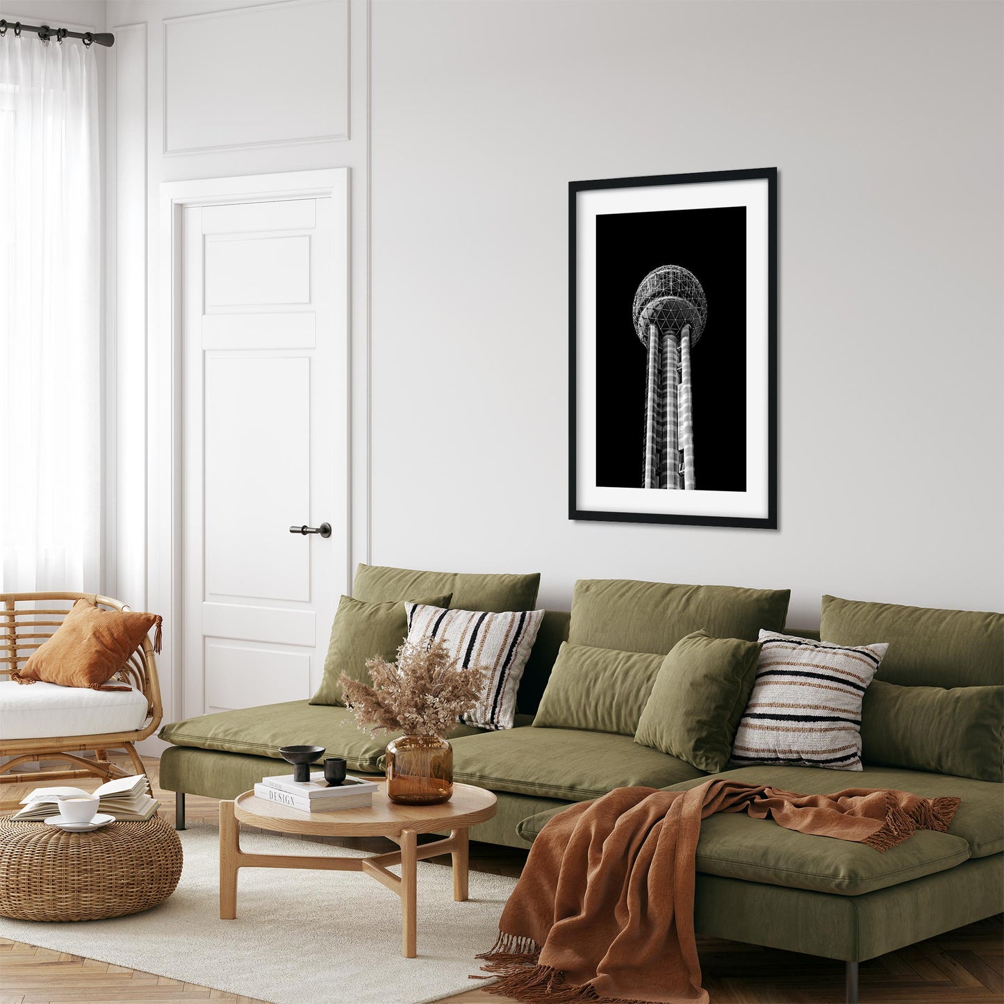 Reunion Tower, Dallas Texas Architecture Black and White Fine Art Print