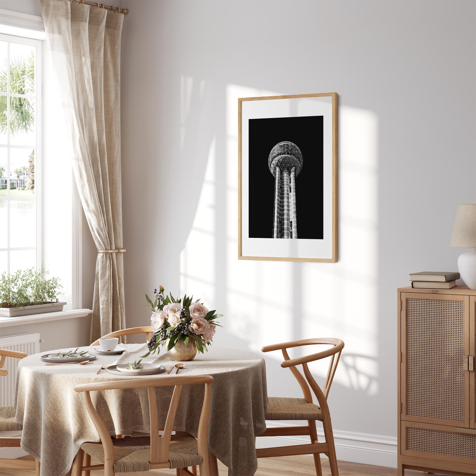 Reunion Tower, Dallas Texas Architecture Black and White Fine Art Print